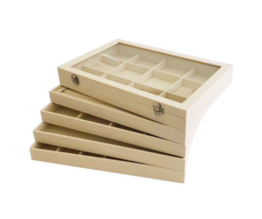 Large Beige Velvet Trays