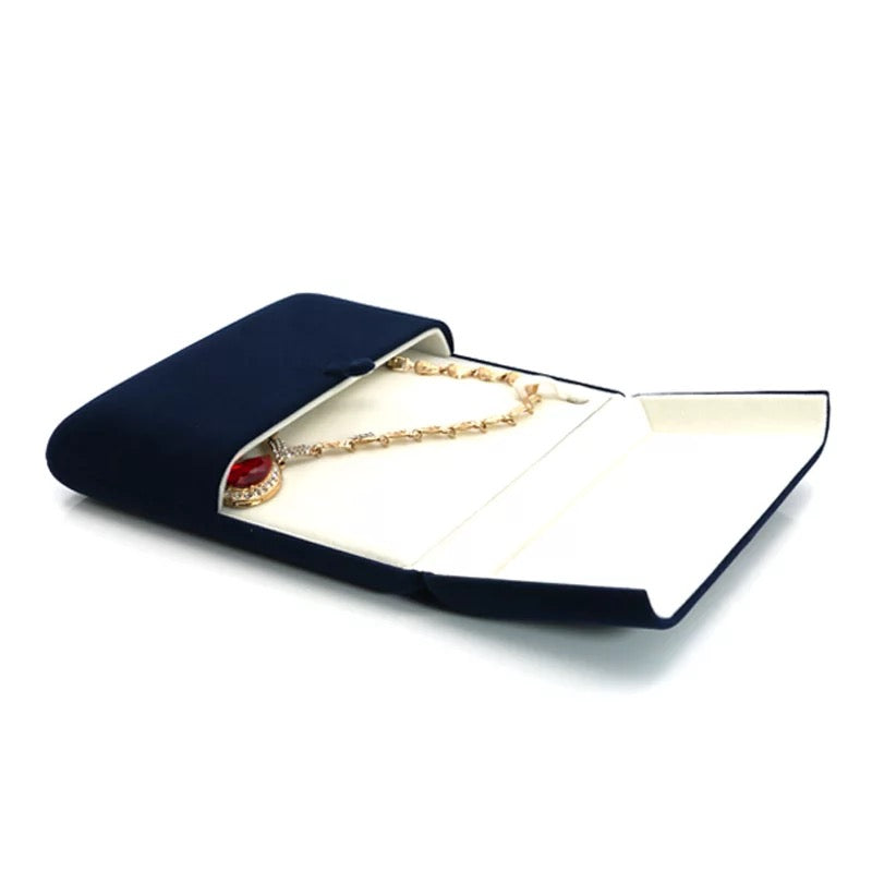 Dark Blue Velvet Banquet Large Necklace Gift Box
