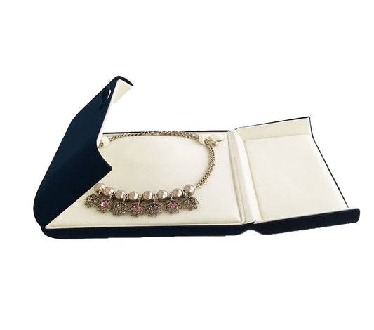 Dark Blue Velvet Banquet Large Necklace Gift Box
