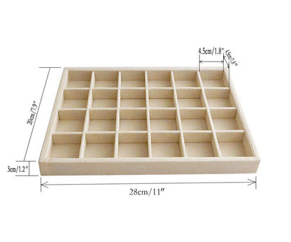 Medium Beige Jewelry Organizer Tray 24-Grid Premium Grade Drawer Inserts Stackable
