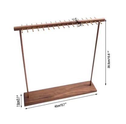 Walnut Wood Brass Pendant Necklace Organizer Stand (Large)