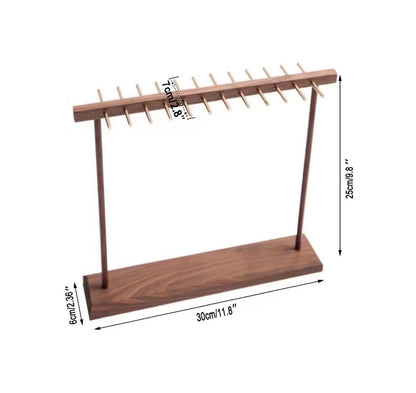 Solide Walnut Wood Necklace Stand Organizer with Brass Hooks (medium)